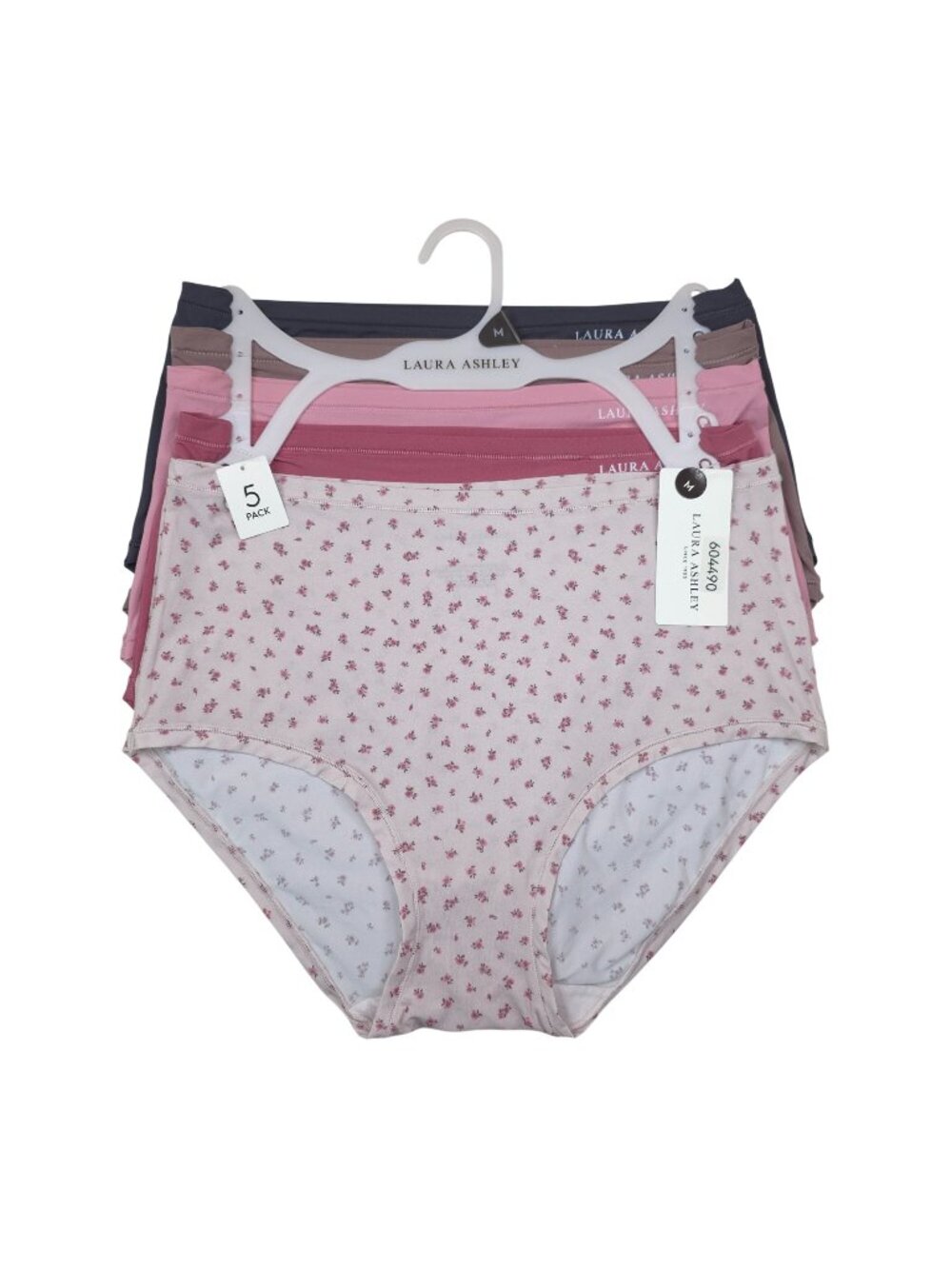 Laura Ashley Womens Cotton Full Brief Panties 5-Pack Medium Floral & Solid